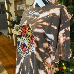 Ed Hardy rhinestone tiger top XL